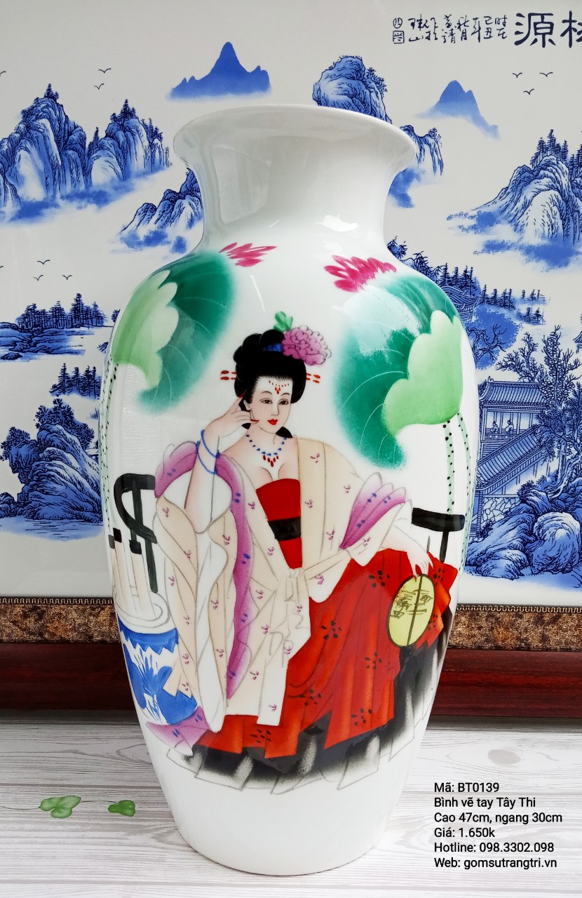 Bình vẽ tay Tây Thi